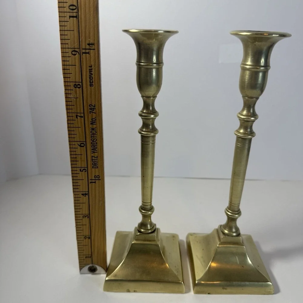 Vintage Pair Of Solid Brass Candle Stick Holder 9.5
